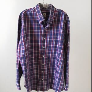 Peter Millar Plaid 100% Cotton Button Down L/S Shirt Mens Size XL